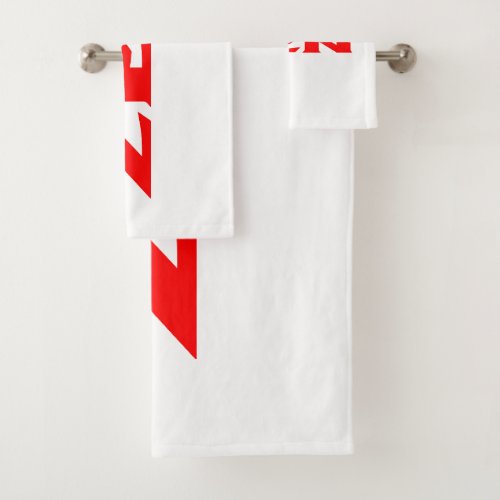 Zen red white bath towel set