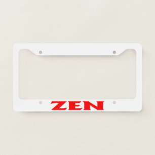 Zen red white license plate frame A