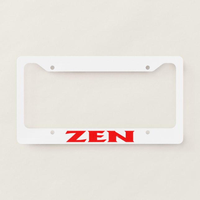 Zen red white license plate frame A (Front)