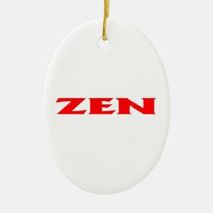 Zen red white oval ceramic ornament