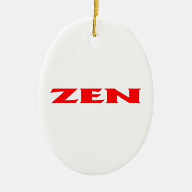 Zen red white oval ceramic ornament (Front)