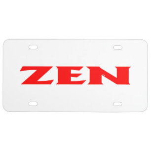 Zen red white plastic license plate