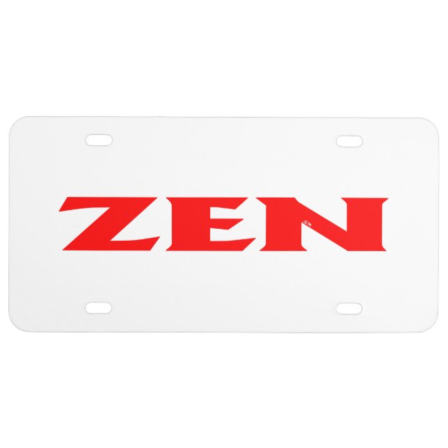 Zen red white plastic license plate (Front)