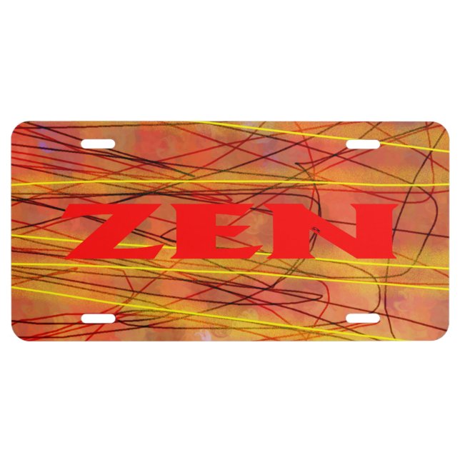 Zen red wire aluminum license plate (Front)