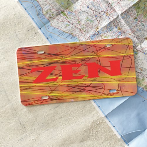 Zen red wire plastic license plate