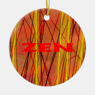 Zen red wire round ceramic ornament