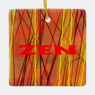 Zen red wire square ceramic ornament