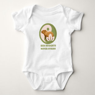 Zen Rodents Never Stress Capybara Humor Baby Bodysuit
