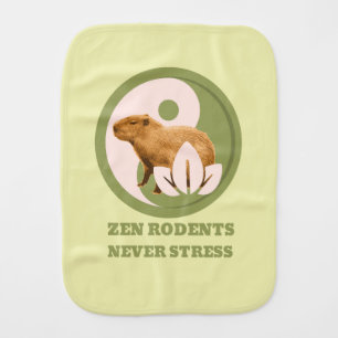 Zen Rodents Never Stress Capybara Humor Baby Burp Cloth