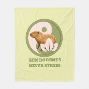 Zen Rodents Never Stress Capybara Humor Fleece Blanket