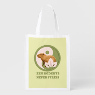 Zen Rodents Never Stress Capybara Humor Grocery Bag