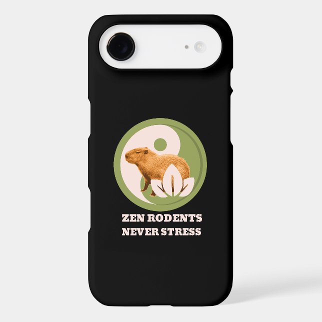 Zen Rodents Never Stress Capybara Humor iPhone Case (Back)