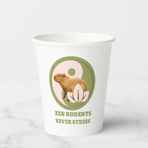 Zen Rodents Never Stress Capybara Humor Paper Cups