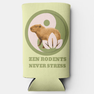 Zen Rodents Never Stress Capybara Humor Seltzer Can Cooler