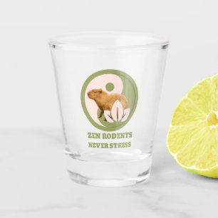 Zen Rodents Never Stress Capybara Humor Shot Glass