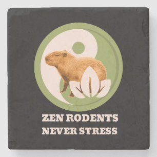 Zen Rodents Never Stress Capybara Humor Stone Coaster
