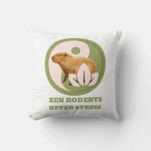 Zen Rodents Never Stress Capybara Humor Throw Pillow