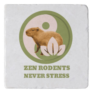 Zen Rodents Never Stress Capybara Humor Trivet