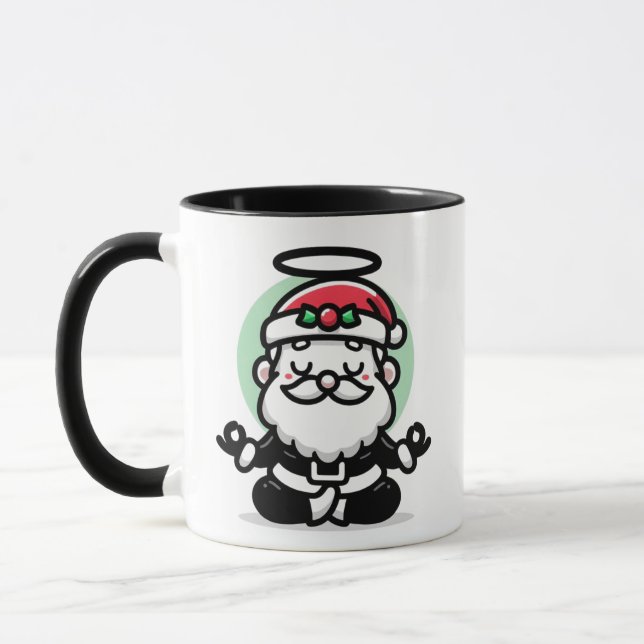 Zen Santa Mug – Peaceful Meditating Claus Holiday  (Left)