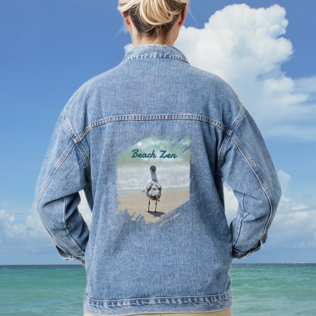 Zen Seagull Coastal Beach Denim Jacket (Creator Uploaded)