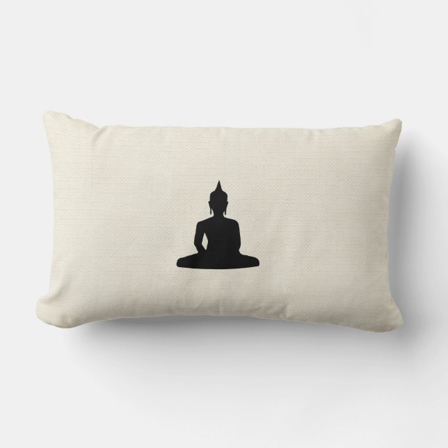 Zen Sitting Meditating Buddha Lumbar Pillow (Front)