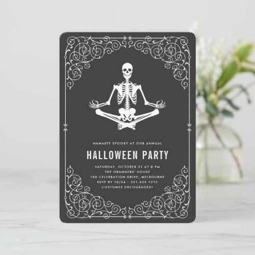 Zen Skeleton Halloween Party Invitation