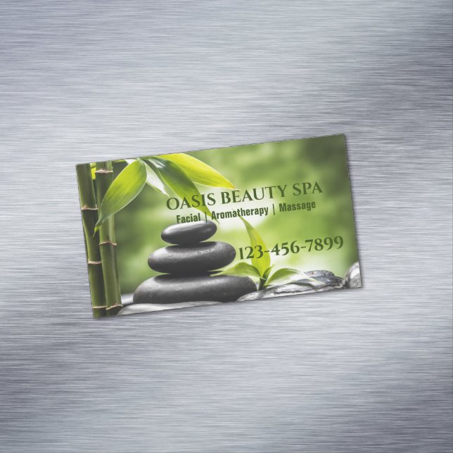 Zen SPA Beauty Salon Aromatherapy Massage Therapy Business Card Magnet (In Situ)