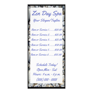 Zen Spa Resort Rack Card and Price List