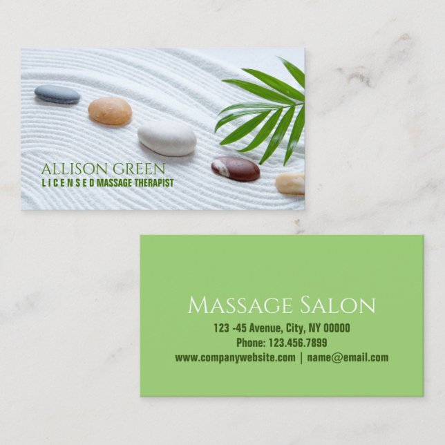 Zen SPA Salon Aromatherapy Massage Therapist Business Card (Front/Back)