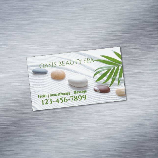 Zen SPA Salon Aromatherapy Massage Therapist Business Card Magnet (In Situ)