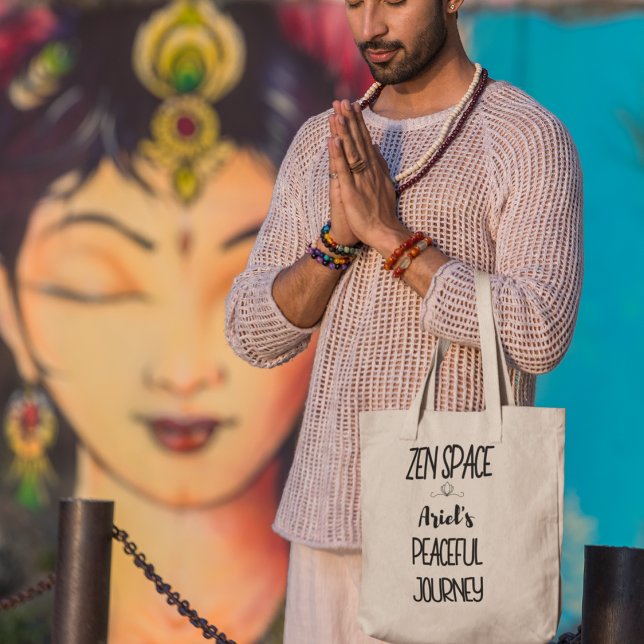 Zen Space Personalized Yoga Meditation Boho Gift Tote Bag (Embrace the journey to inner peace and shop now to make it uniquely yours!)