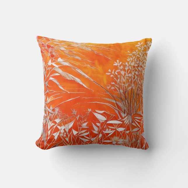 Zen Spirit Orange Throw Pillow (Front)