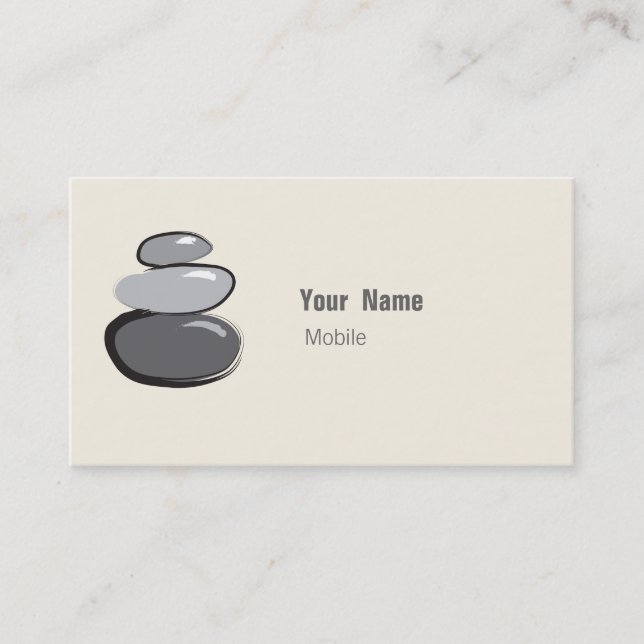 Zen Stacked Stone Sketch Business Card (Front)