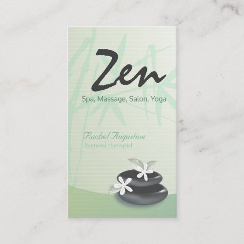 ZEN Stone Bamboo YOGA SPA Massage Beauty Salon Business Card