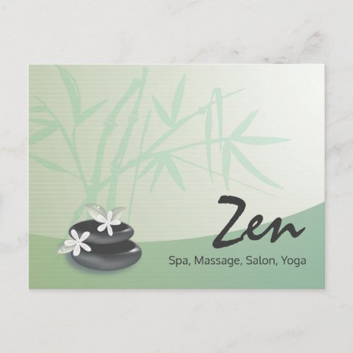 ZEN Stone Bamboo YOGA SPA Massage Therapy Salon Postcard