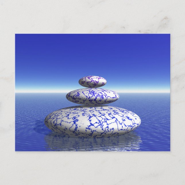 Zen Stone Blue Purple Ocean Love Peace Inspiration Postcard (Front)