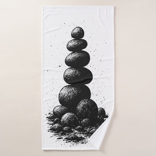 Zen Stone Cairn – Minimalist Ritual Invitation Bath Towel (Bath Towel)
