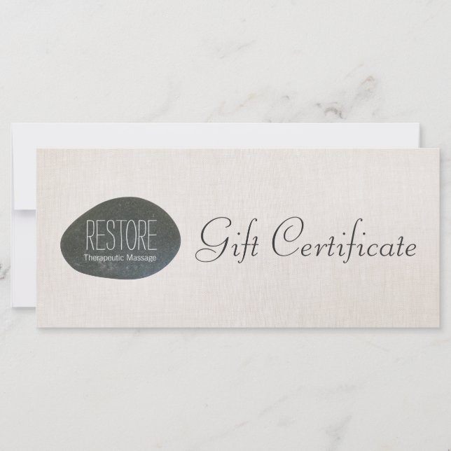 Zen Stone Massage Therapist Gift Certificate (Front)