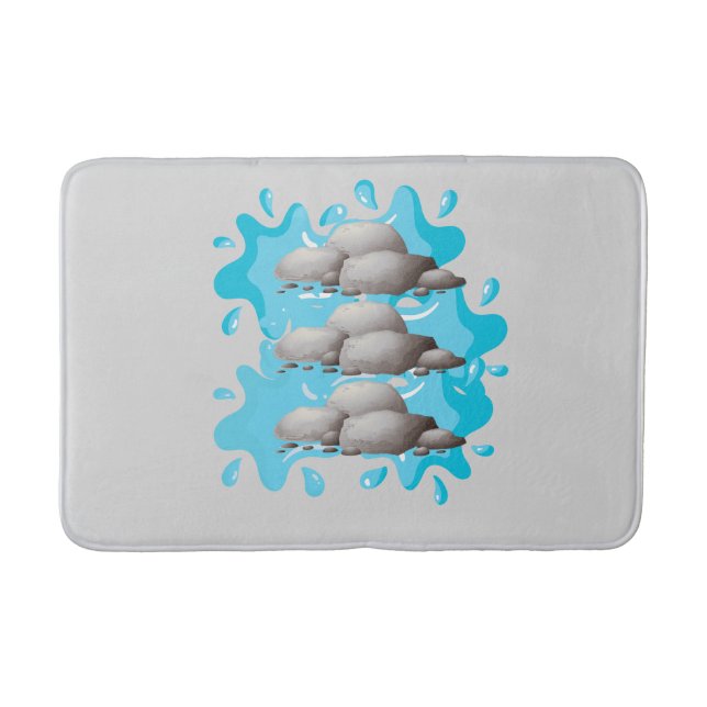 Zen Stones and Water Splash Bath Mat (Front)