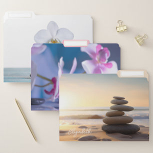 Zen Stones, Beautiful White Orchid File Folder