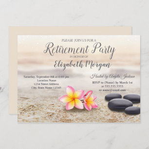 Zen Stones,Flowers Retirement Party Invitation