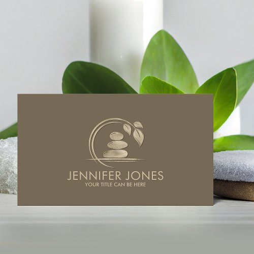 Zen Stones _harmony and tranquility pastel gold Business Card