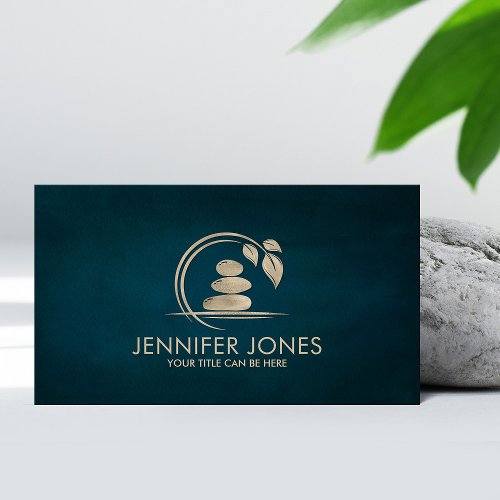 Zen Stones _harmony and tranquility pastel gold  Business Card