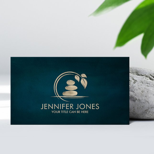Zen Stones -harmony and tranquility pastel gold  Business Card (Creator Uploaded)
