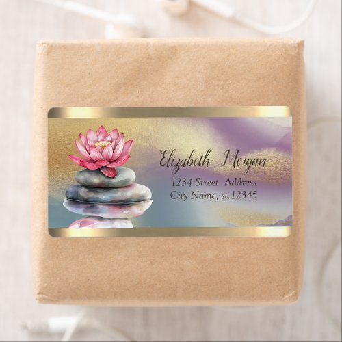 Zen Stones Lotus Gold Stripe Colorful Yoga Label