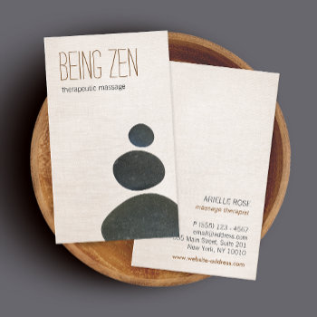 Zen Stones Massage Therapist & Meditation Teacher Business Card by sm_business_cards at Zazzle
