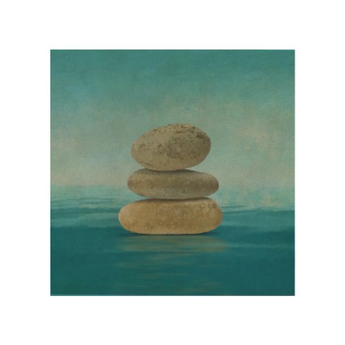 Zen Stones on water  _ Mixed Media Wood Wall Art