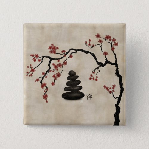 Zen stones Sakura Tree Button