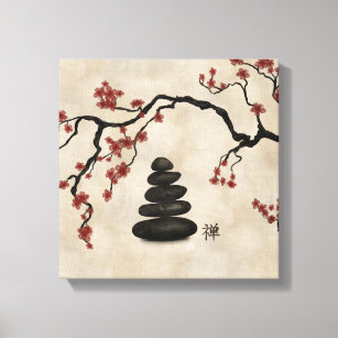 Zen stones Sakura Tree Canvas Print