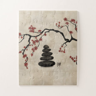 Zen stones Sakura Tree Jigsaw Puzzle